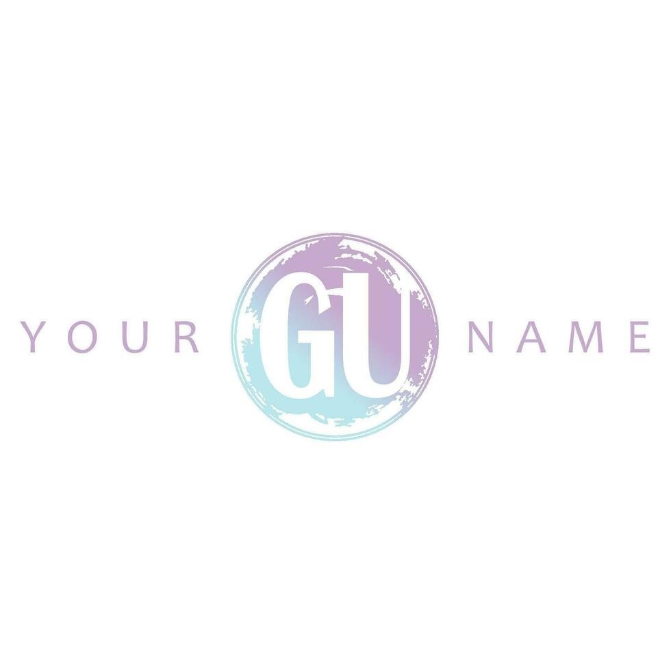 GU Initial Logo Watercolor Vector Design