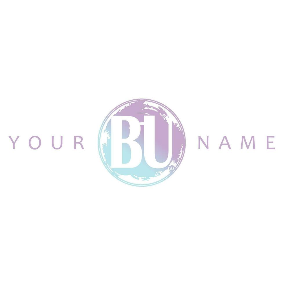 BU Initial Logo Watercolor Vector Design