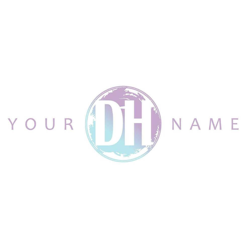 DH Initial Logo Watercolor Vector Design