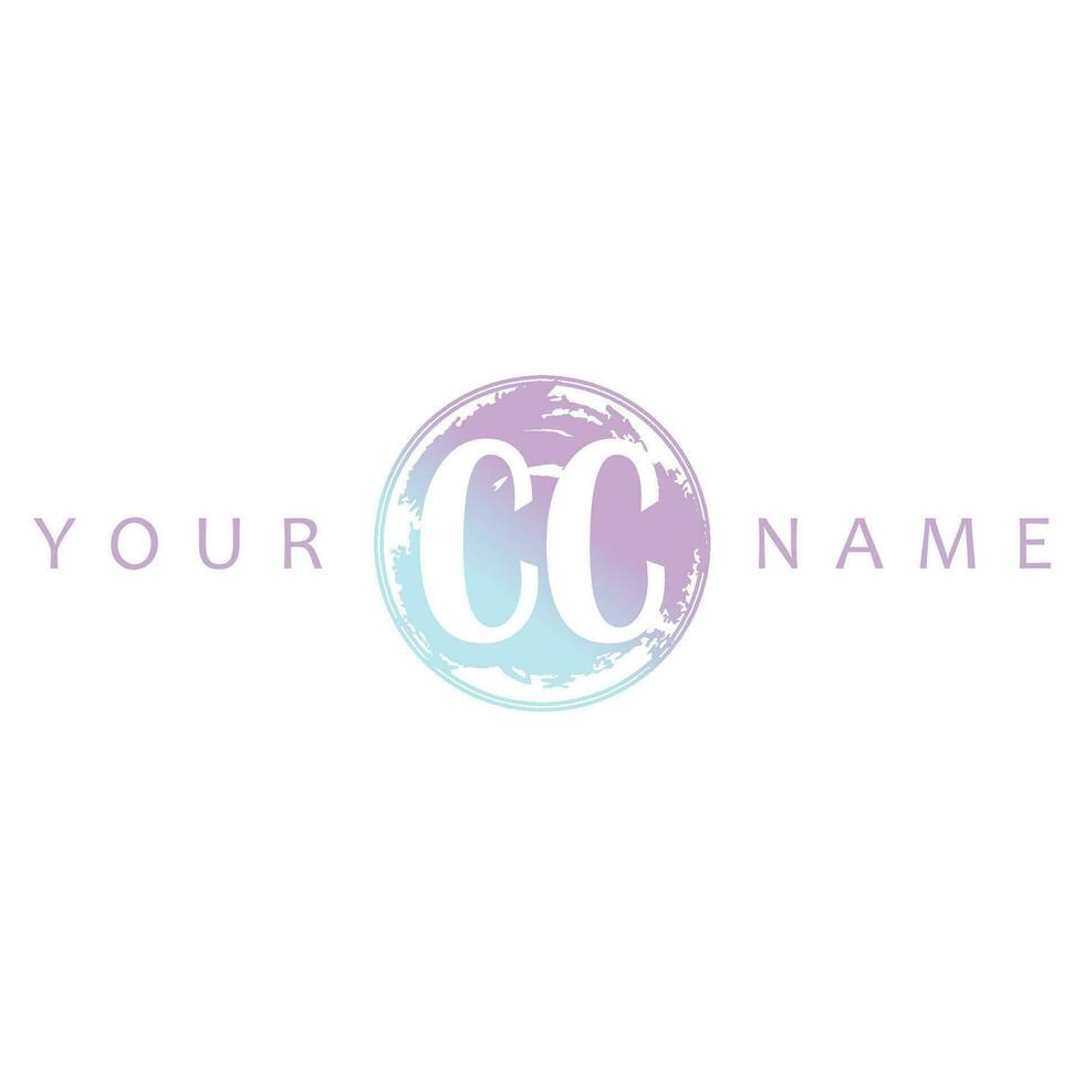 CC Initial Logo Watercolor Vector Design