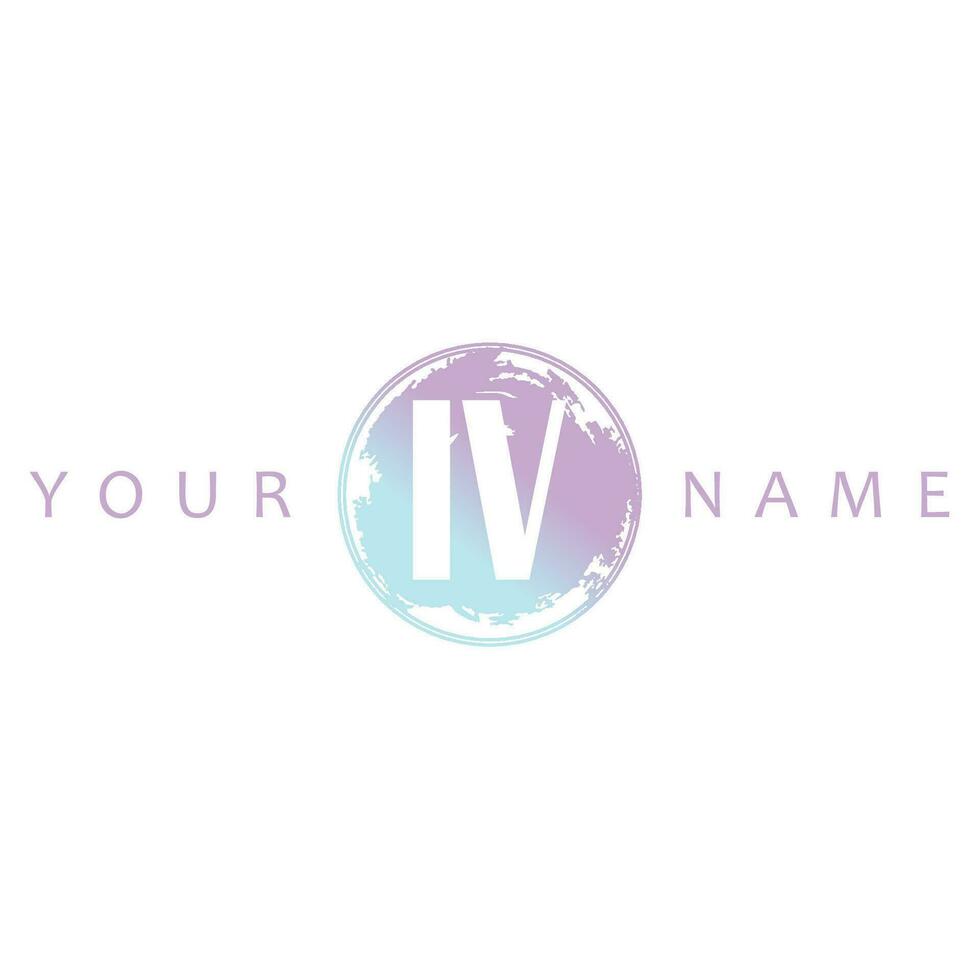 iv inicial logo acuarela vector diseño