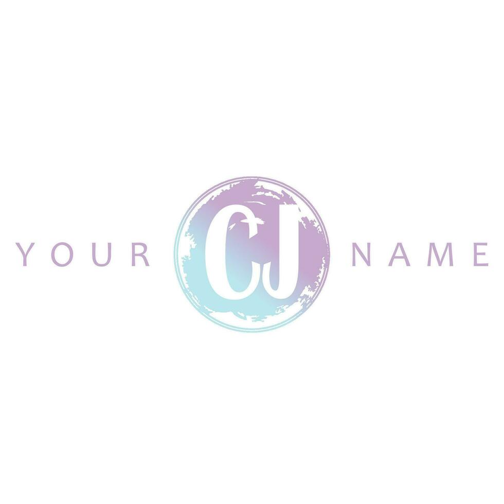 CJ Initial Logo Watercolor Vector Design
