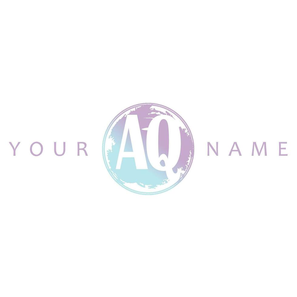AQ Initial Logo Watercolor Vector Design