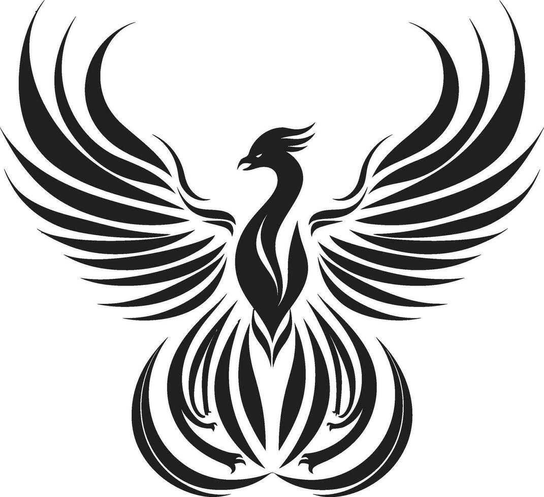 Black Flamebird Icon Set Eternal Phoenix Logo vector