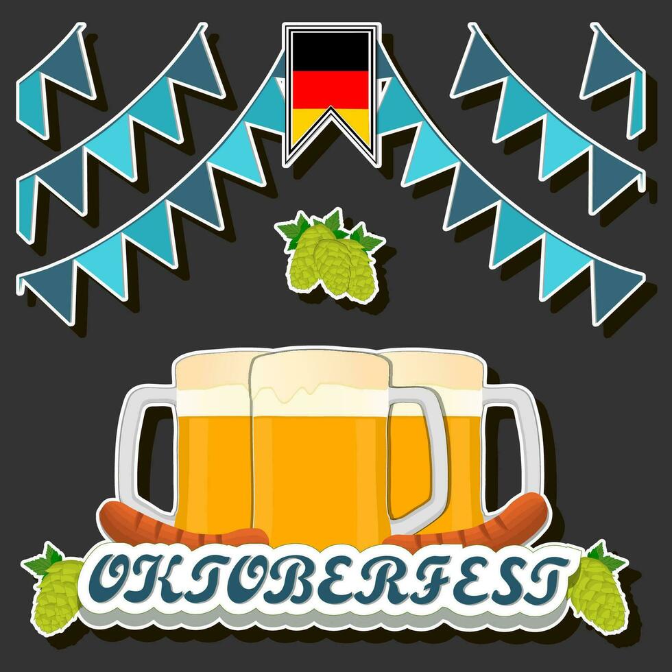 hermosa ilustración en tema de celebrando anual Oktoberfest fiesta vector