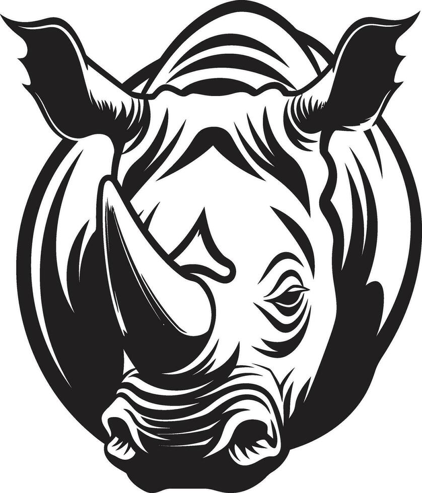Elegant Horns Rhino Symbol in Monochrome Majesty Nocturnal Nature Black Emblem in Noirs Regal Elegance vector
