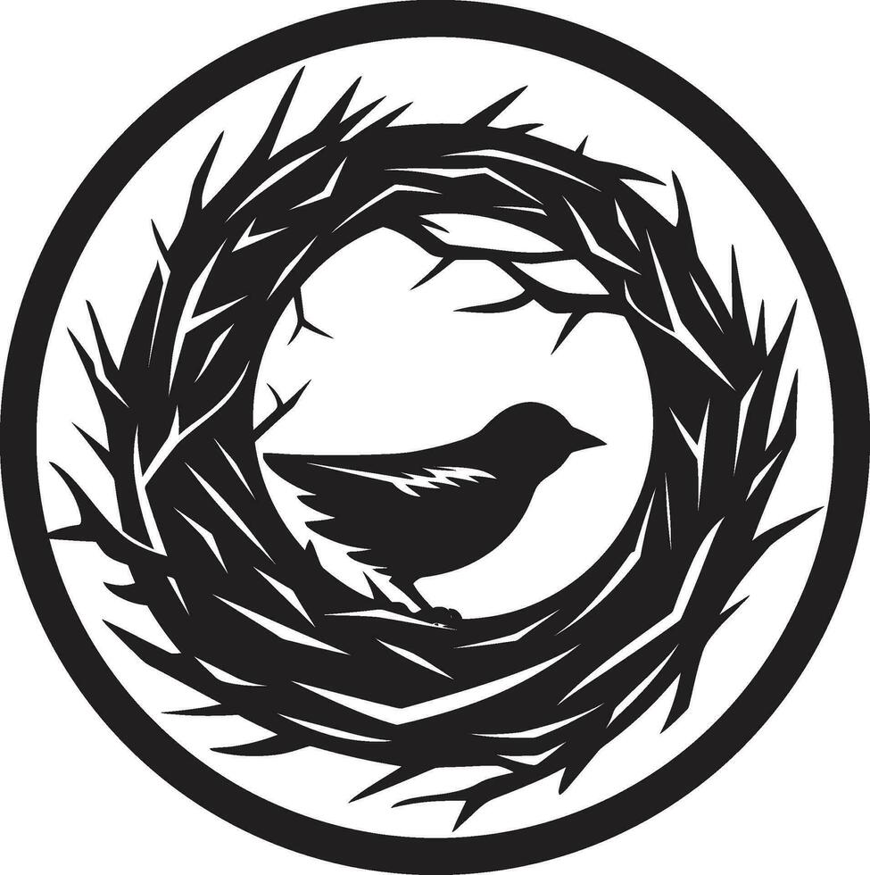 Monochromatic Avian Retreat Black Nest Design Elegant Black Vector Butterfly Icon A Winged Beauty