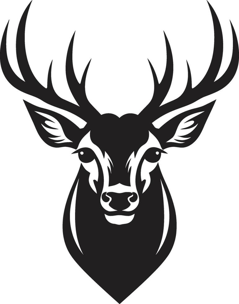 Elegant Wilderness Black Vector Deer Logos Tribute to Nature Sculpted Majesty in Shadows Deer Emblem in Noirs Presence