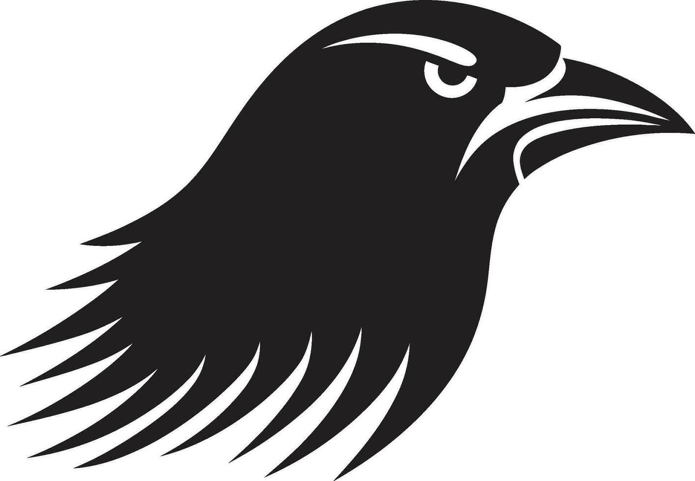 Crow Silhouette Geometric Logo Sleek Bird Iconic Emblem vector