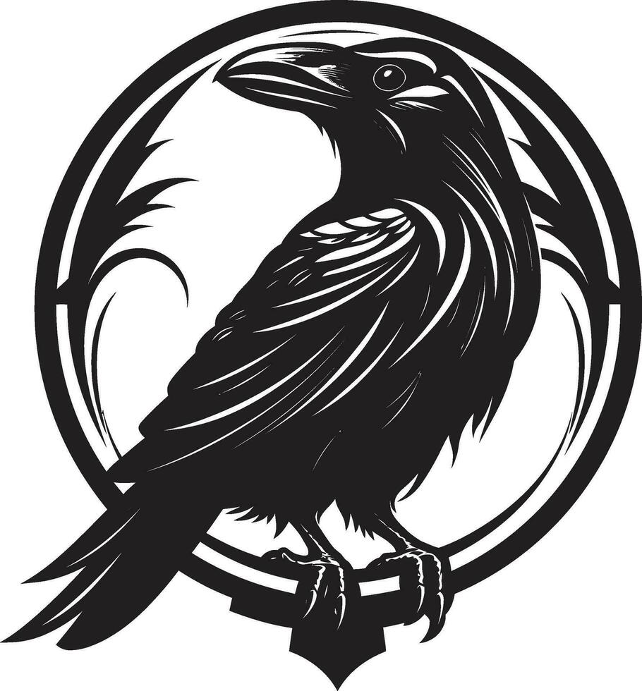 Stylish Black Bird Icon Graceful Crow Badge of Honor vector