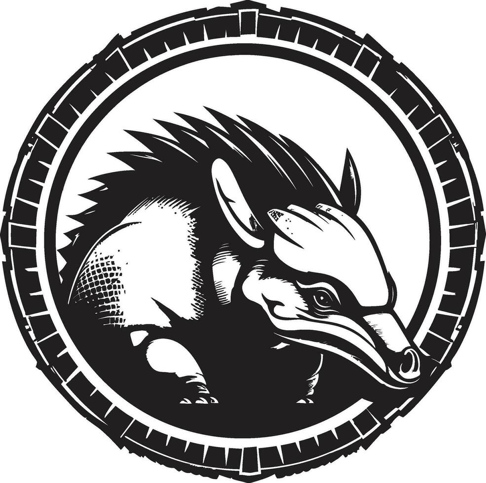 Noir Armadillo Emblem A Mark of Tenacity Vector Artistry Black Armadillo Symbol