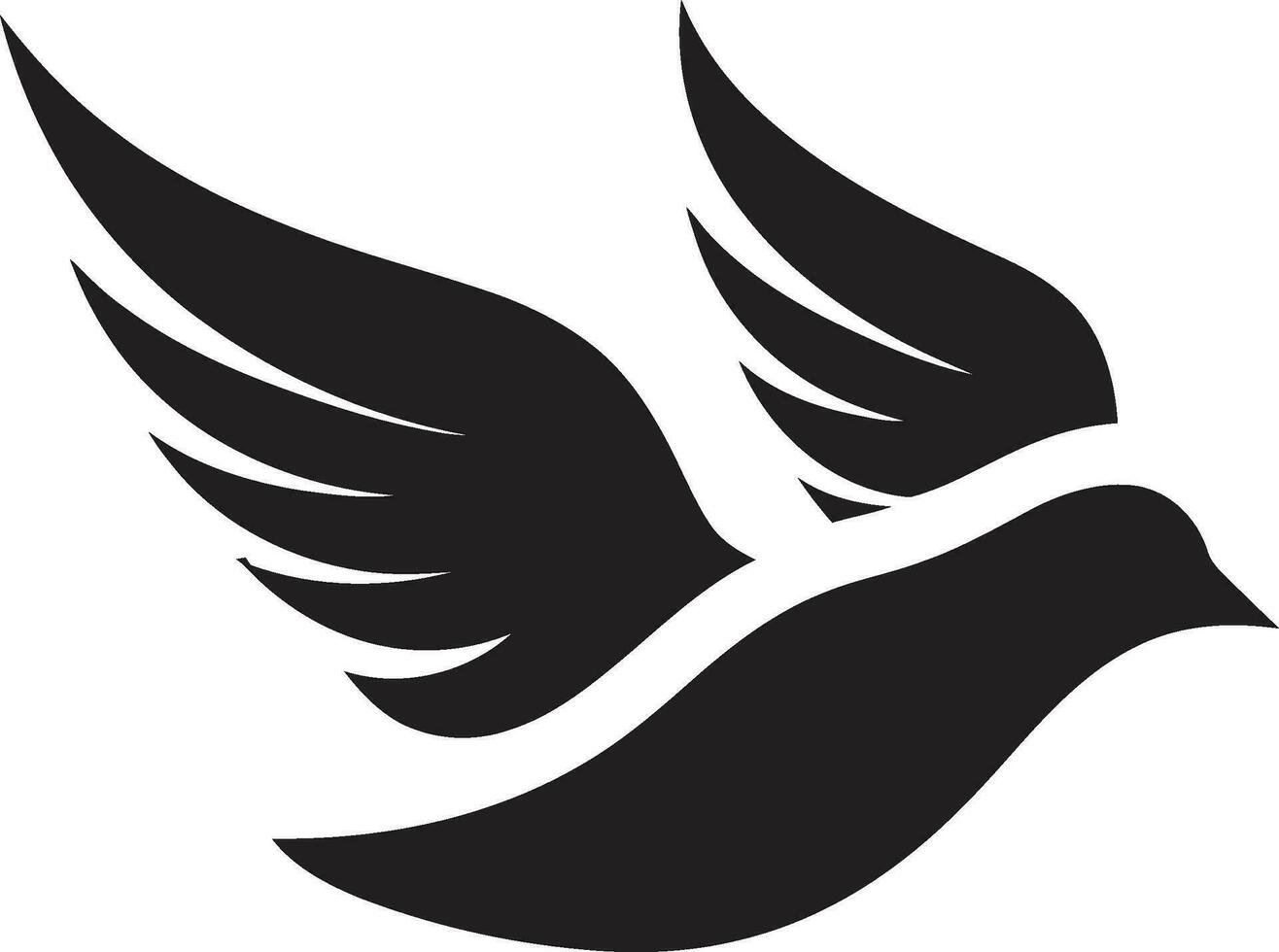 negro paloma vector logo con alas untado y remolinos un creativo y elegante diseño negro paloma vector logo con alas untado y plumas un delicado y femenino diseño