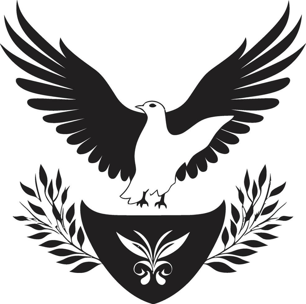 Black Dove Vector Logo with Heart A Symbol of Love and Compassion Black Dove Vector Logo with Cross A Symbol of Faith and Hope