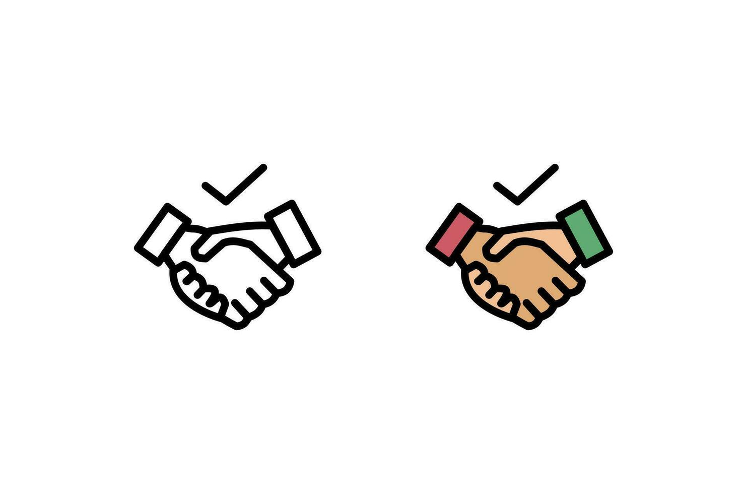 Business handshake  contract agreement line art vector icon for apps and websites