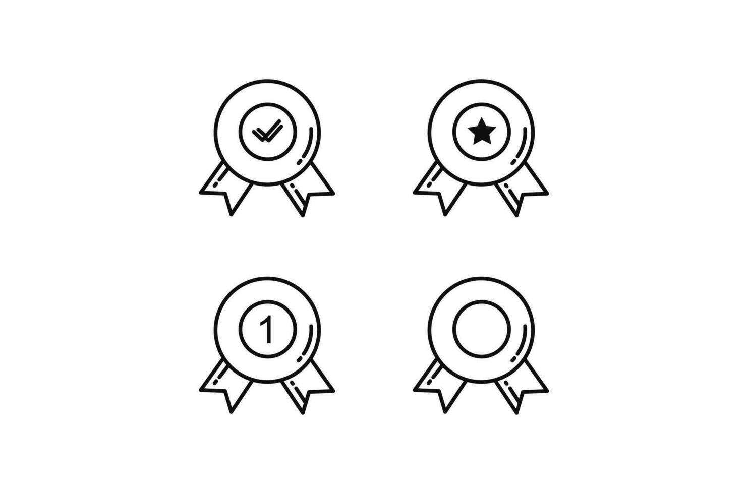 Set of approved or certified medal icons. Approval check signs, verified, quality symbol. Certified, qualified, the best, check mark and number one. Vector. vector