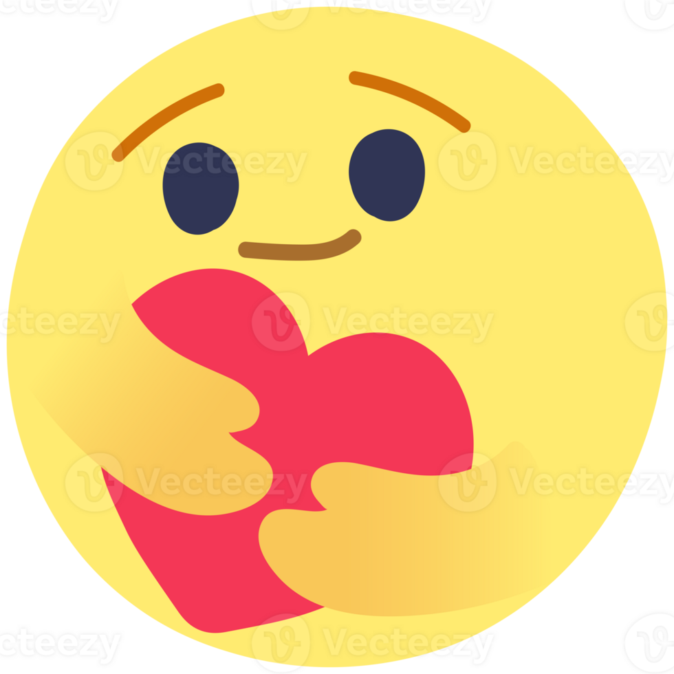 Social Media Care emoji hugging a heart. Symbol of care and support png