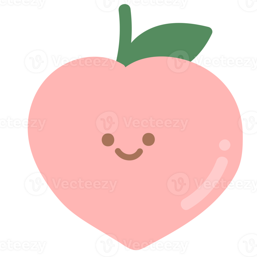 Cute cartoon peach with happy face png