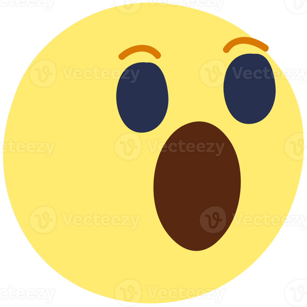 Wow surprised face. Emoji. Cute emoticon isolated on white background. png