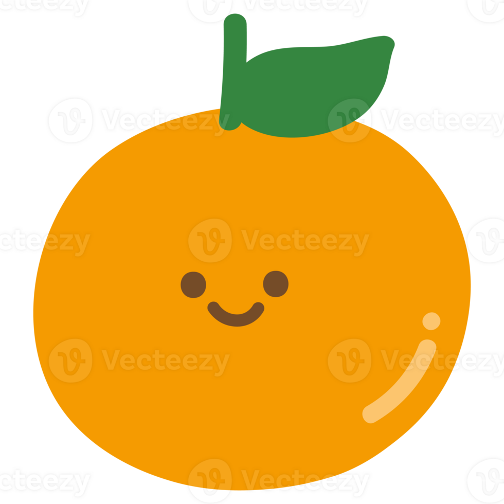 Cute cartoon orange with happy face png