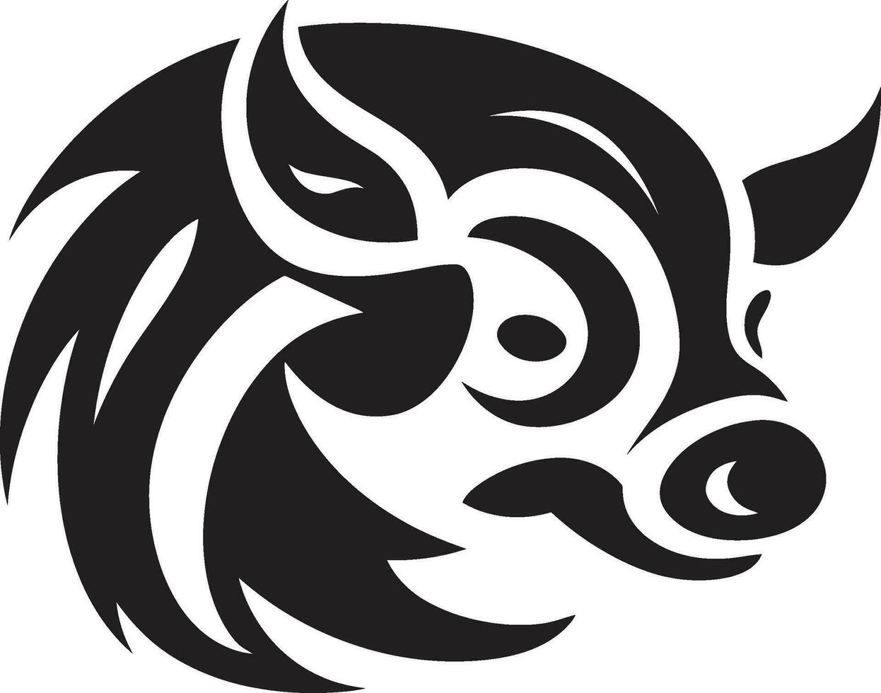 Artistic Pig Logo Concept Minimalist Pork Badge vector