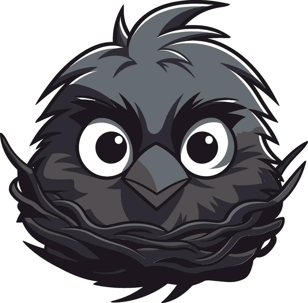Aerial Elegance Black Nest Icon in Black Crafted Habitat Elegant Bird Nest Logo vector