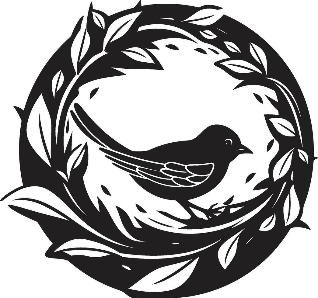 elegancia en monocromo negro pájaro nido símbolo nutriendo diseño pájaro nido icono en negro vector