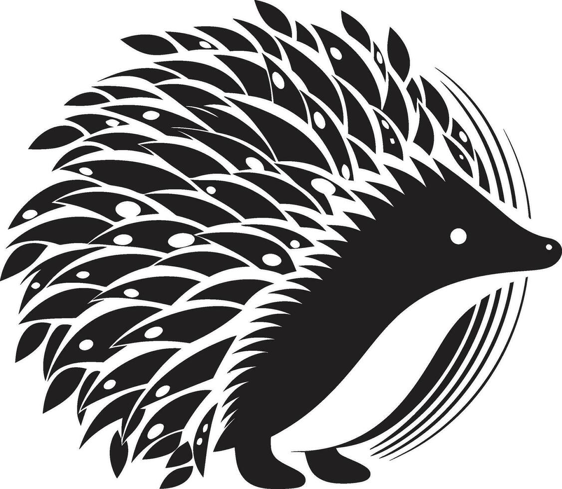 Monochromatic Majesty Minimalist Hedgehog Profile Eyes of the Hedgehog Logo of Grace vector