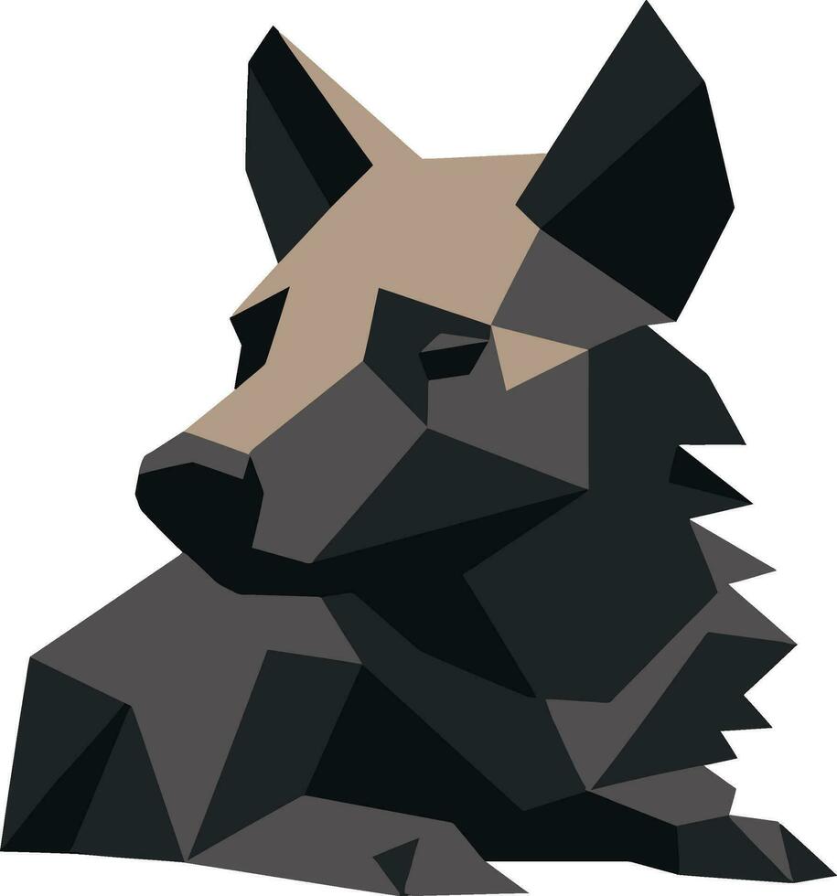 Sleek Lines Midnight Hunter Symbol Graceful Hyena Head Icon Geometric Appeal vector