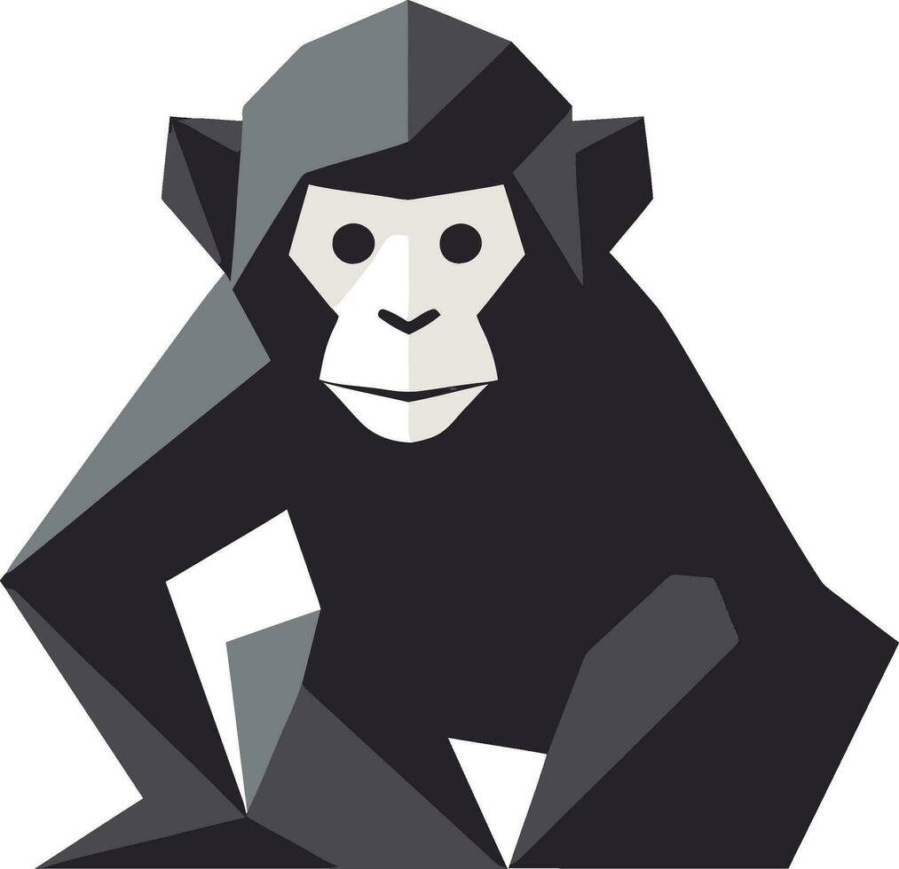 Majestic Ape in the Jungle Black Vector Tribute Sculpted in Black A Primate Emblem in Monochrome