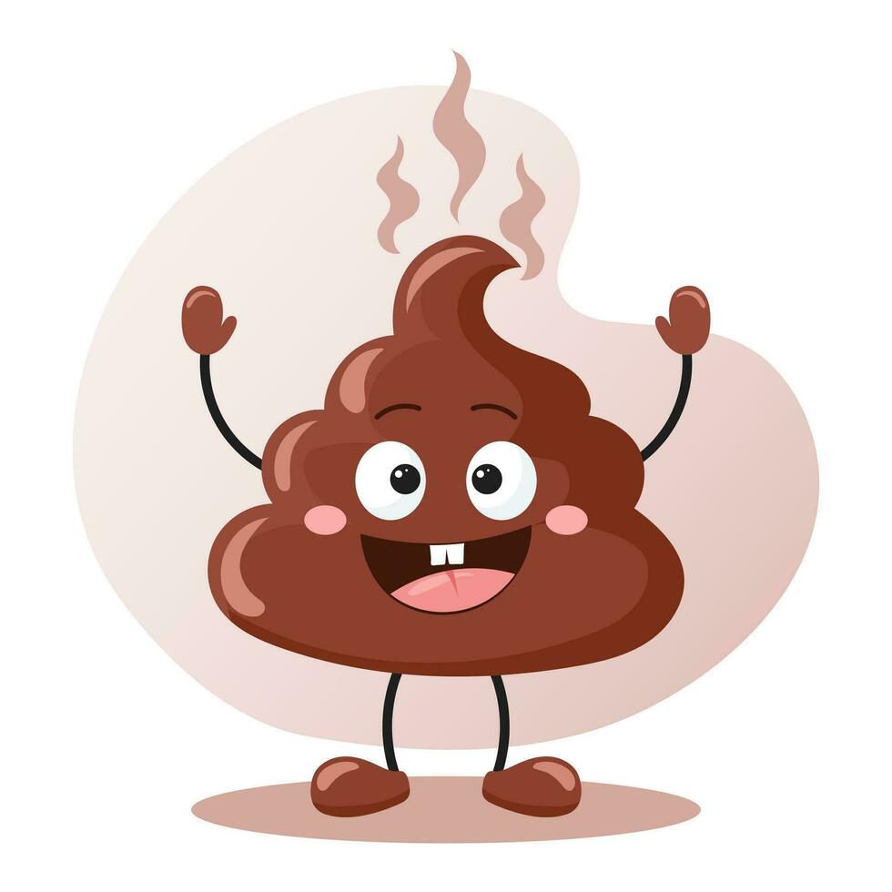 Cute cartoon poop on a white background. Smiling kawaii poop character. Vector