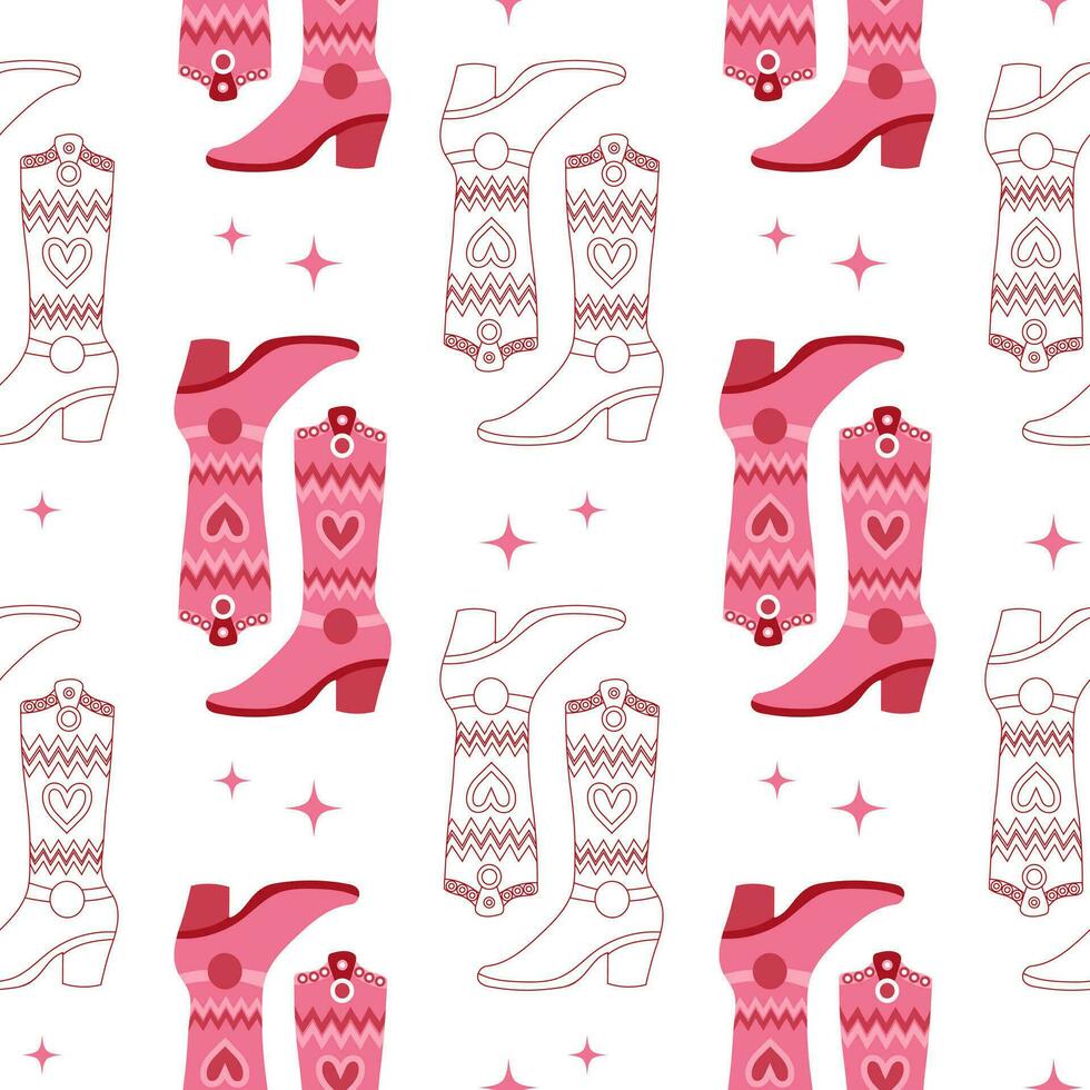 Cowboy Boots and Hats in Pink Wrapping Paper by Camila