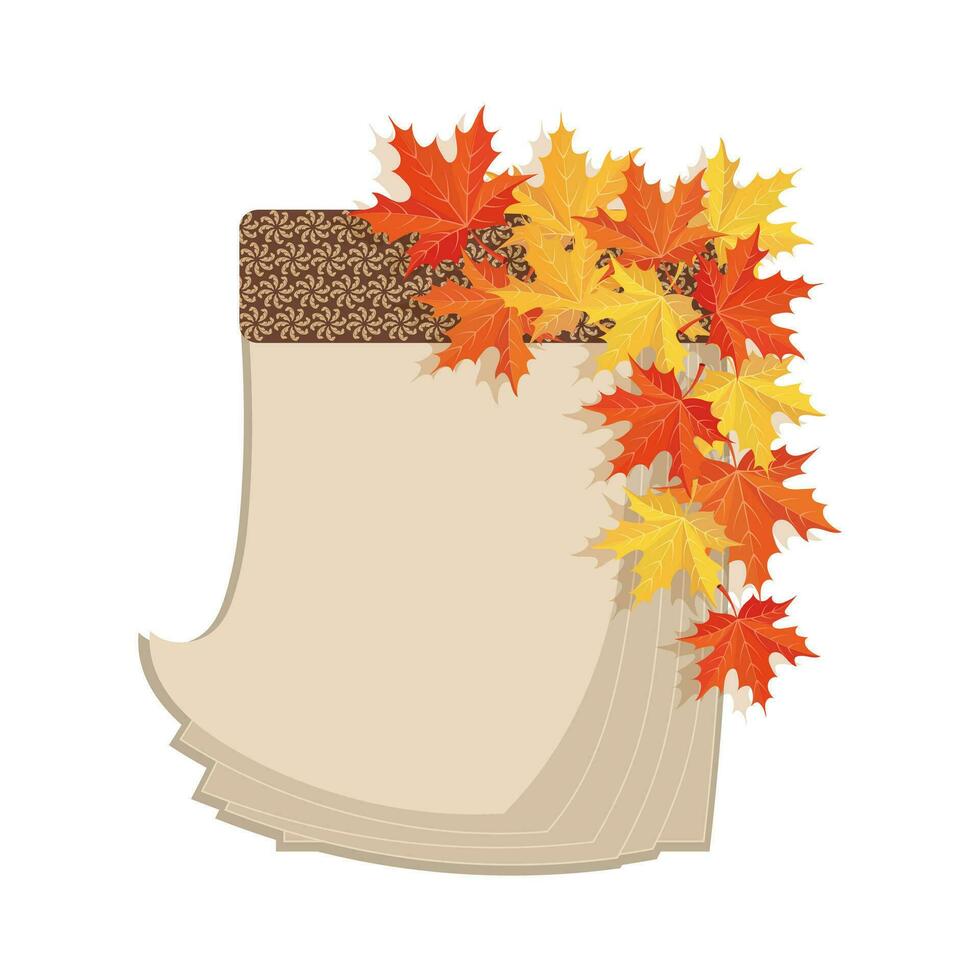 Tear-off calendar decorated with autumn maple leaves. Festive illustration for text, vector