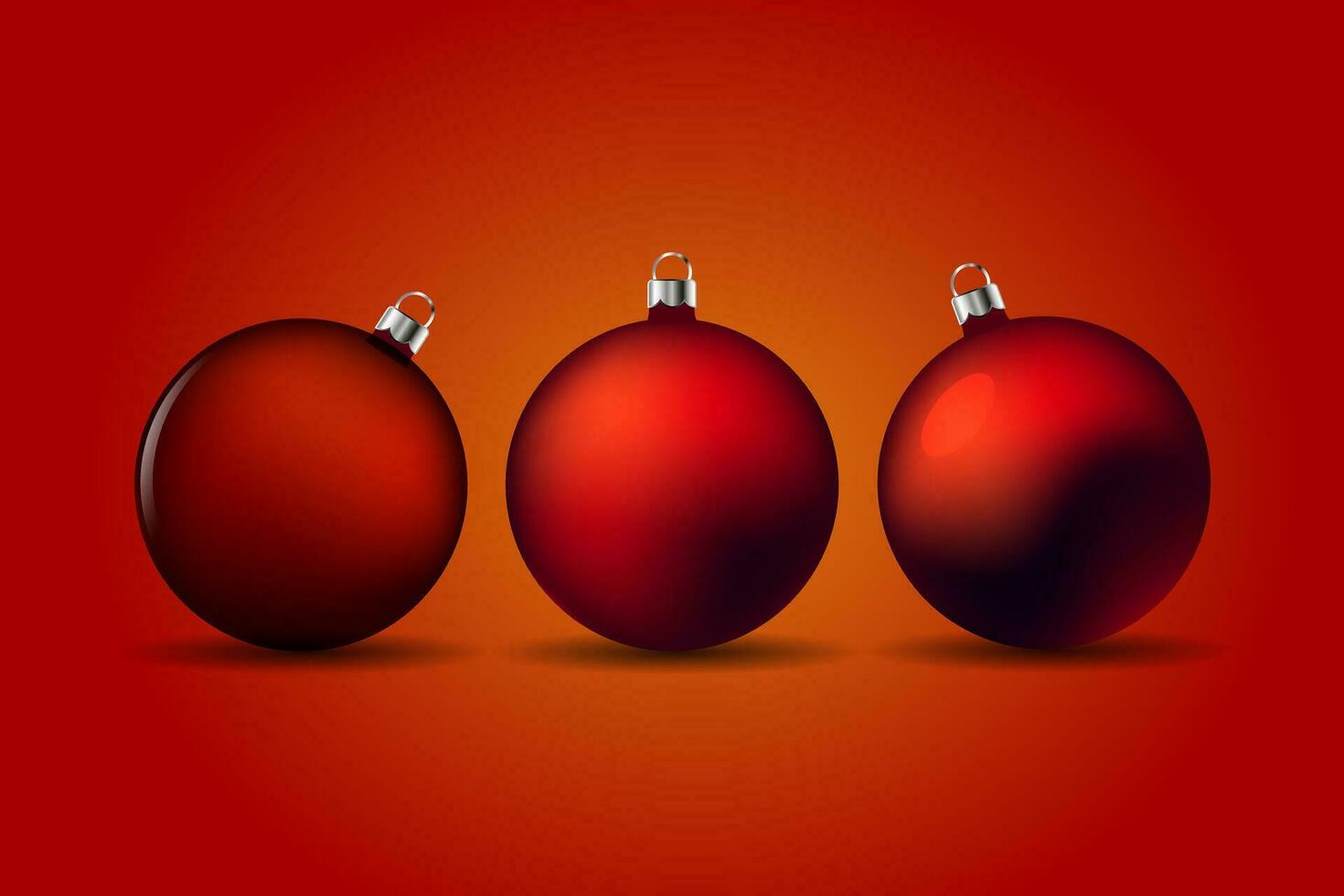 Bright red Christmas balls on a background with lights. 3d illustration, christmas card, vector