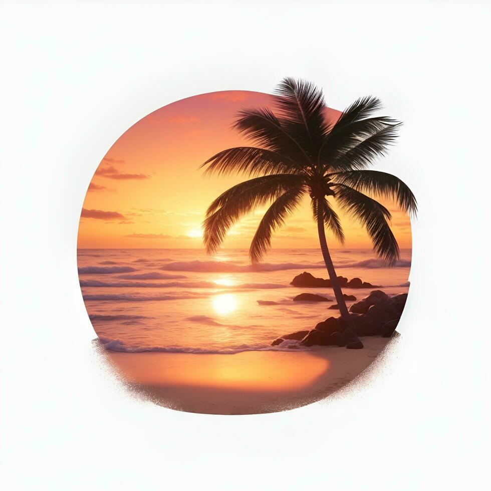 images of beaches at sunset, for t-shirts, summer ads and posters, AI generated photo