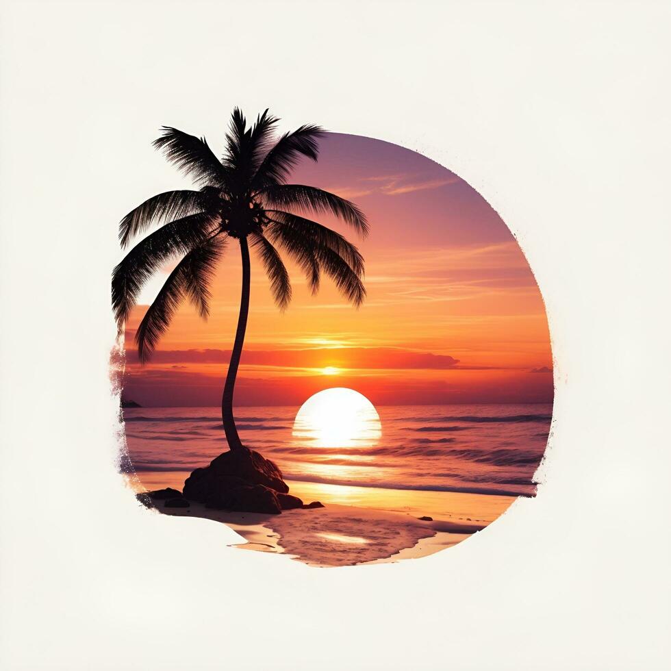 images of beaches at sunset, for t-shirts, summer ads and posters, AI generated photo