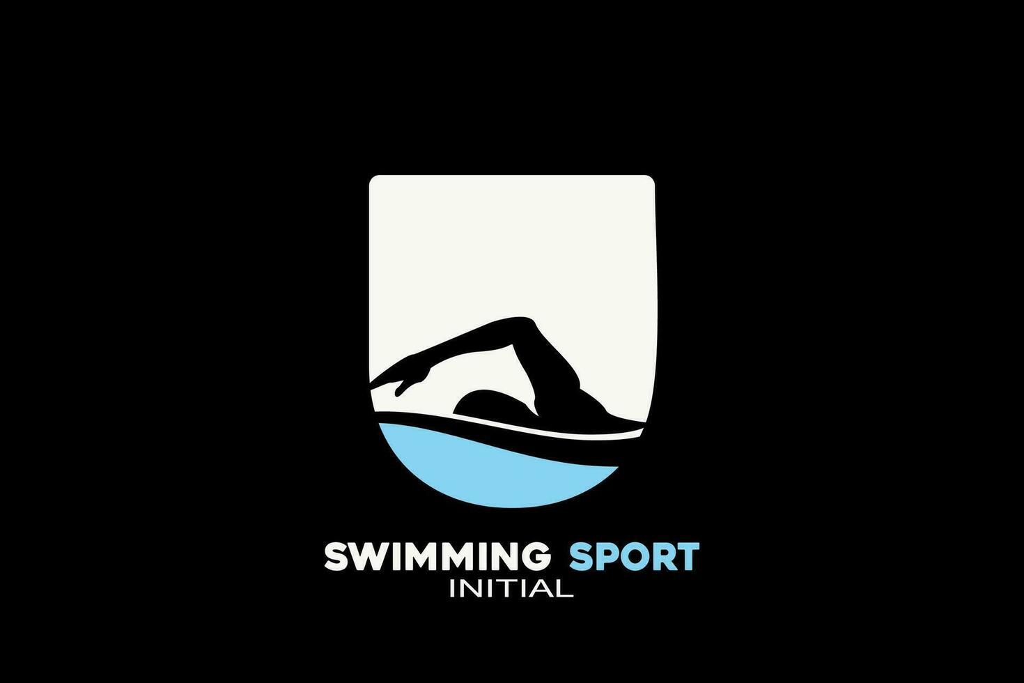 Vector initials letter U with swimming creative geometric modern logo design.
