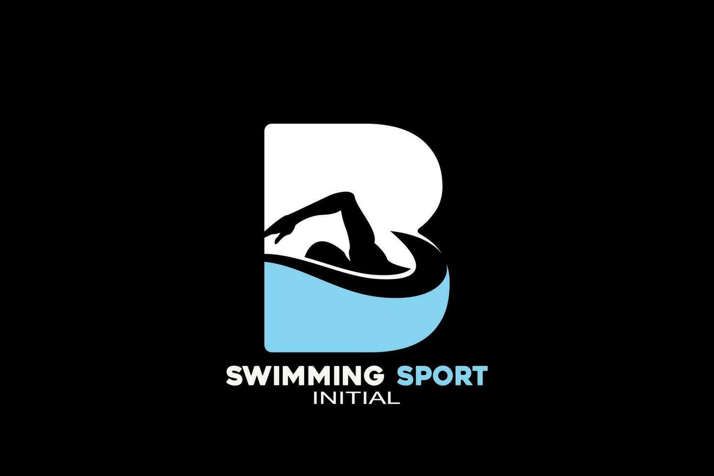 Vector initials letter B with swimming creative geometric modern logo design.