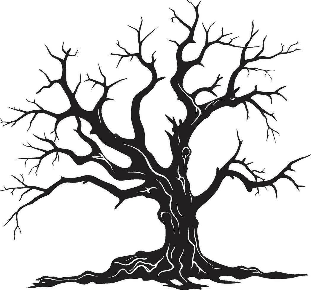 Withered Elegance A Silent Vector Depiction of Natures End Fading Serenity Tribute to a Decaying Tree in Black Vector