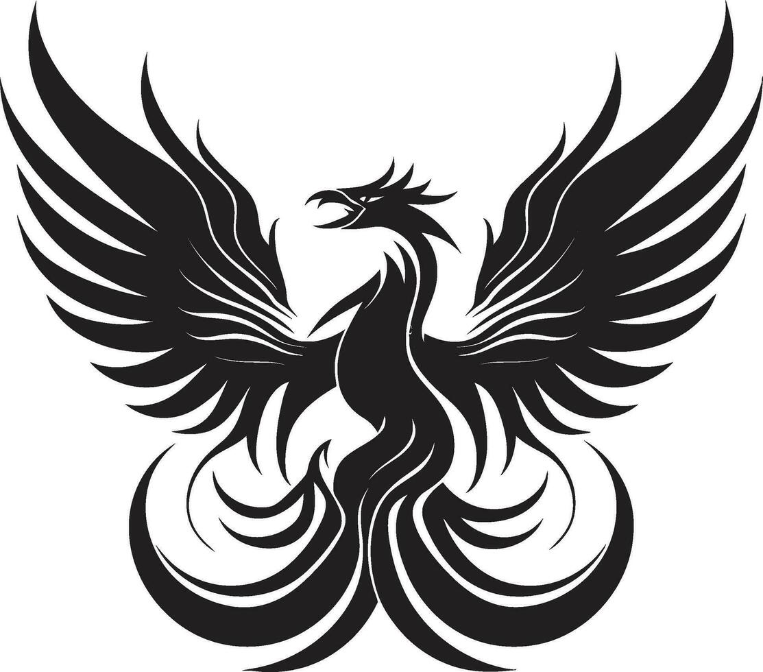 Celestial Flamebird Design Noir Phoenix Silhouette vector