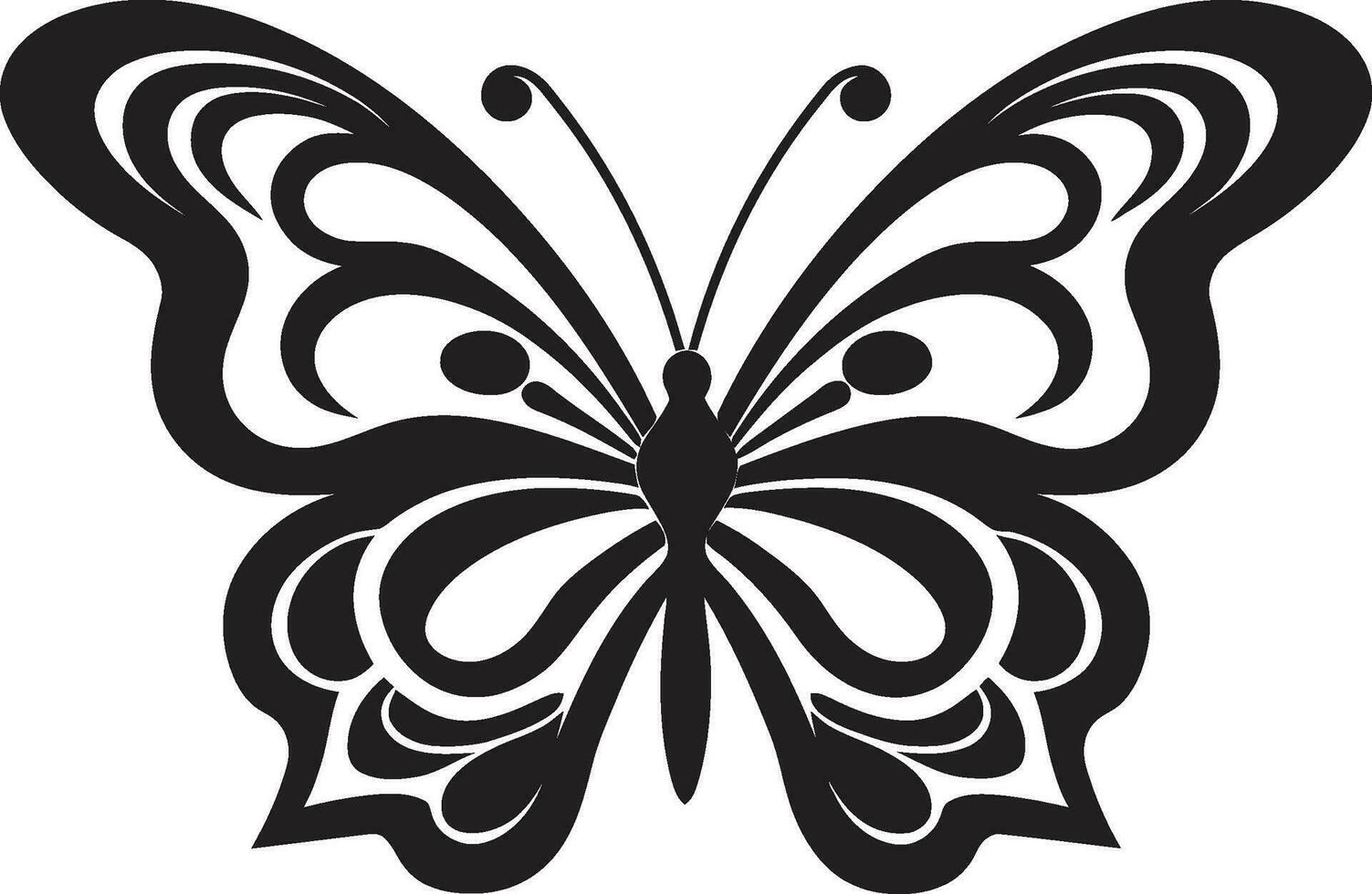 negro mariposa icono un símbolo de belleza encantador vuelo negro vector mariposa emblema