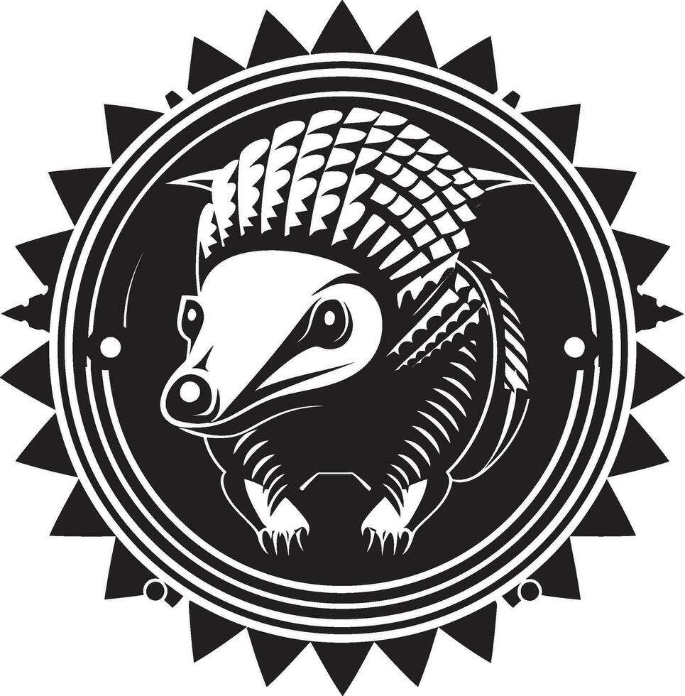 Elegant Resilience Black Armadillo Icon Armadillo in Shadows Noir Logo Design vector