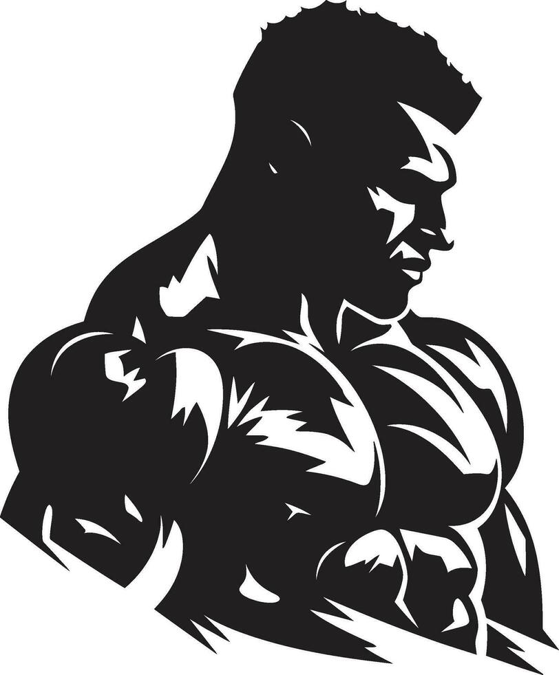Vector Vigor Serenity Muscular Black Art Aesthetic Powerhouse Monochrome Bodybuilder Vector