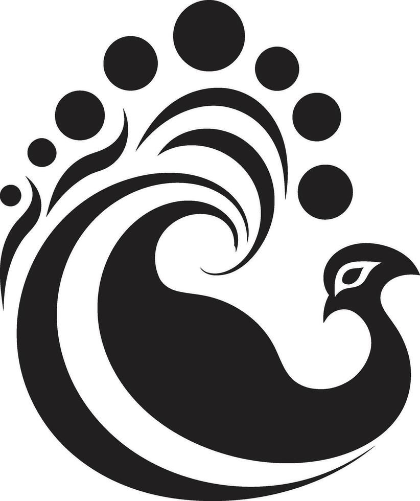 pavos reales legado negro logo icono elegante intriga soltado pavo real heráldica en vector