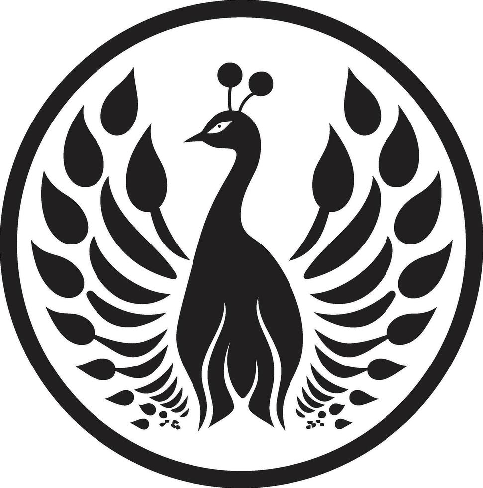 misterioso encanto negro pavo real logo real de ébano vector pavo real emblema