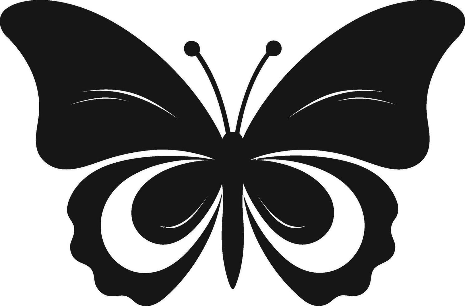 Vector Butterfly Symbol Delicate Silhouette Inky Black Wings Graceful Majesty