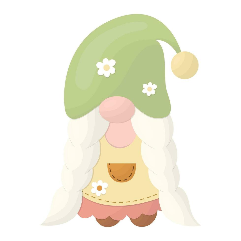 Garden gnome girl. Vector illustration on a white background.