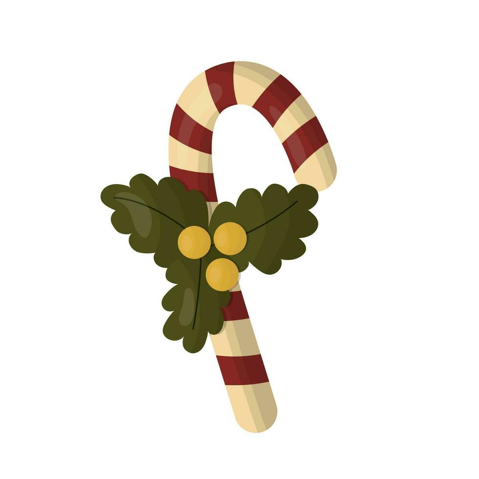 christmas candy cane. Vector illustration on a white background.