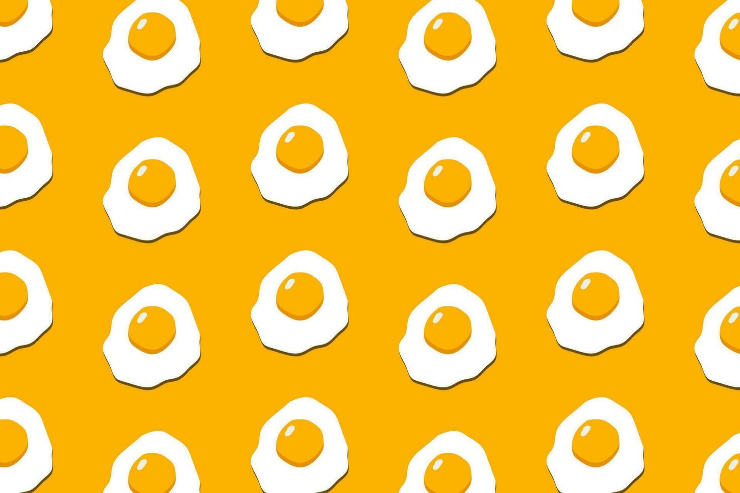 Fried beef eye egg pattern on yellow background. Hand drawn style vector design illustrations.