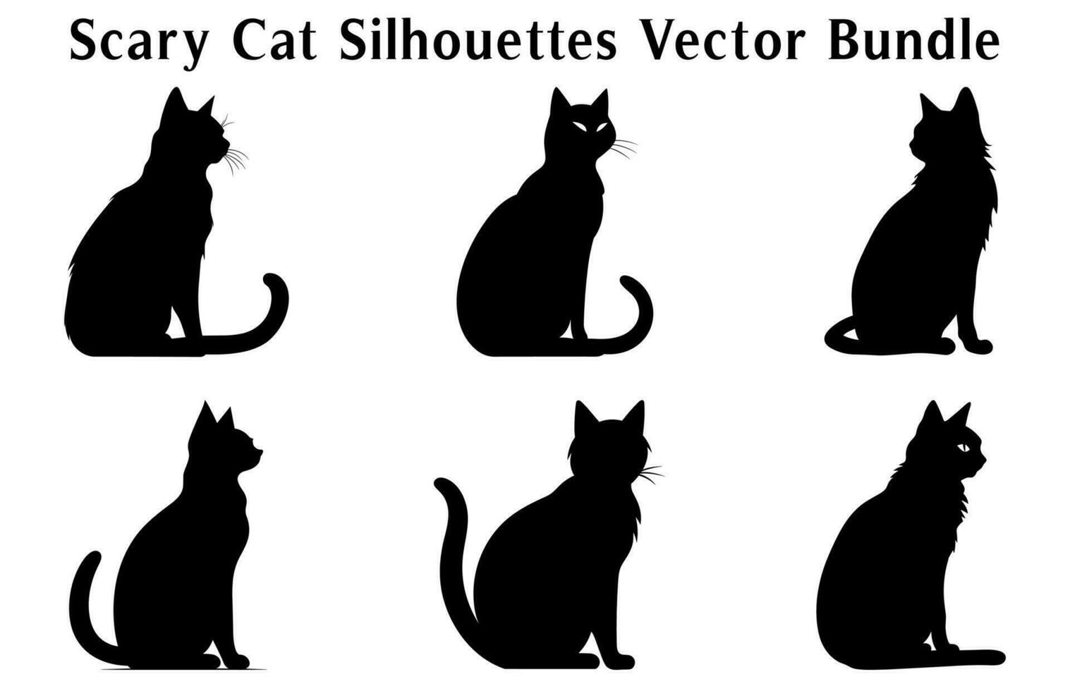 Víspera de Todos los Santos de miedo gato vector ilustración manojo, un silueta conjunto de Víspera de Todos los Santos mal negro gatos