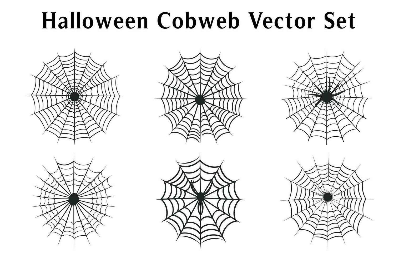 Spooky Halloween cobwebs Vector Bundle, Spider web set isolated on a White background